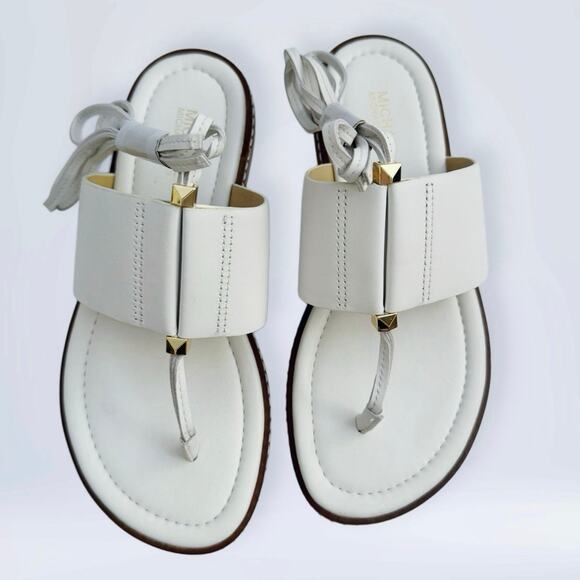 Michael Michael Kors White Marlon Leather Lace-Up Sandal - Picture 5 of 12